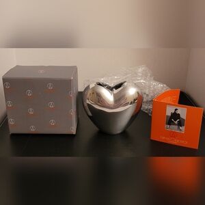 Nima Oberoi Lunares Silver Heart Vase Pen Holder Paperweight Aluminum New In Box